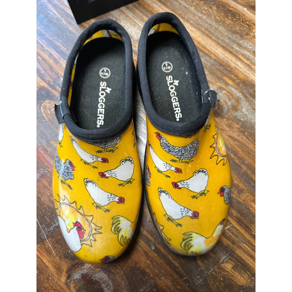 Sloggers Womens 8 Yellow Chicken Sun Print Waterproof Garden Shoes Clogs USA - Picture 2 of 9